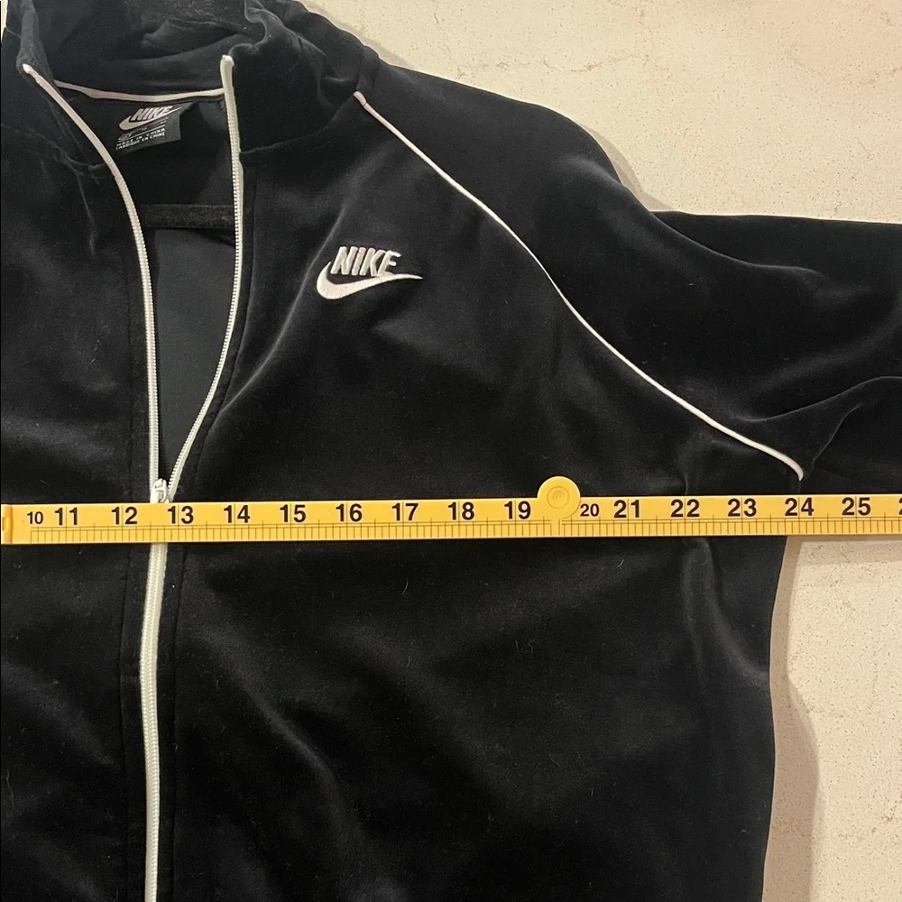 Nike Women's Black Velour Zip-Up Sweatshirt with White Accents - Picture 5 of 7